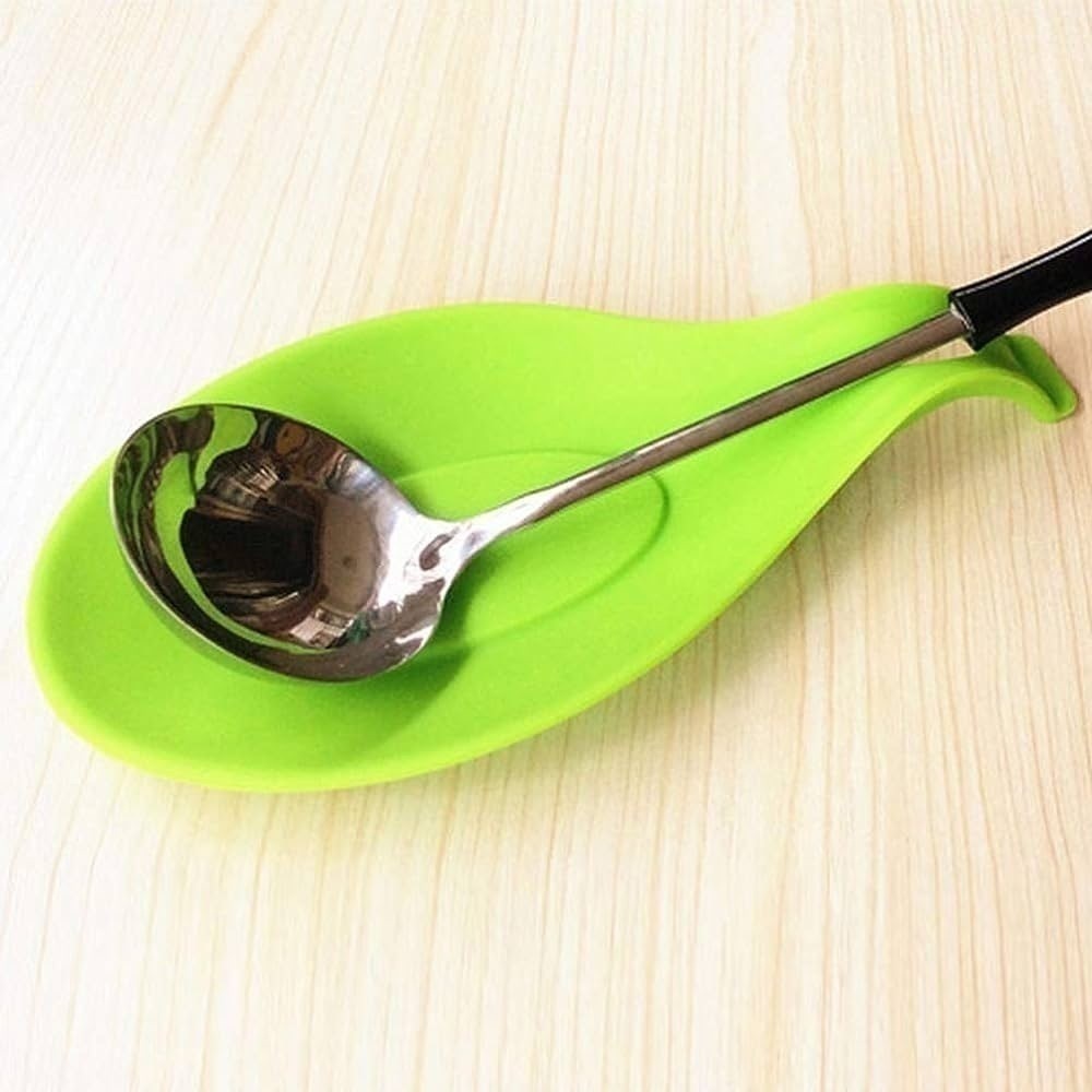 Green Nonstick Heat Resistant Silicone Spoon Holder